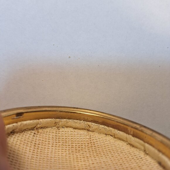 Vintage Art Deco Mesh Bag Make Up Powder Compact Gold Tone - Picture 6 of 6